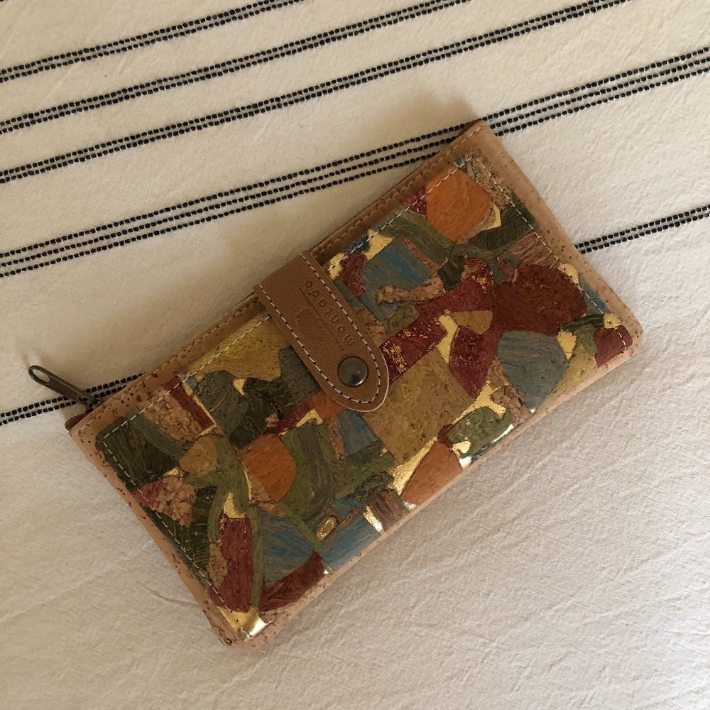 Embroidered Cork Wallet